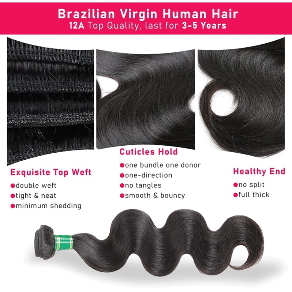 Human Hair Bundles 22 inches Body Wave/Straight top grade 12A Virgin Hair Bundle - Picture 8 of 10